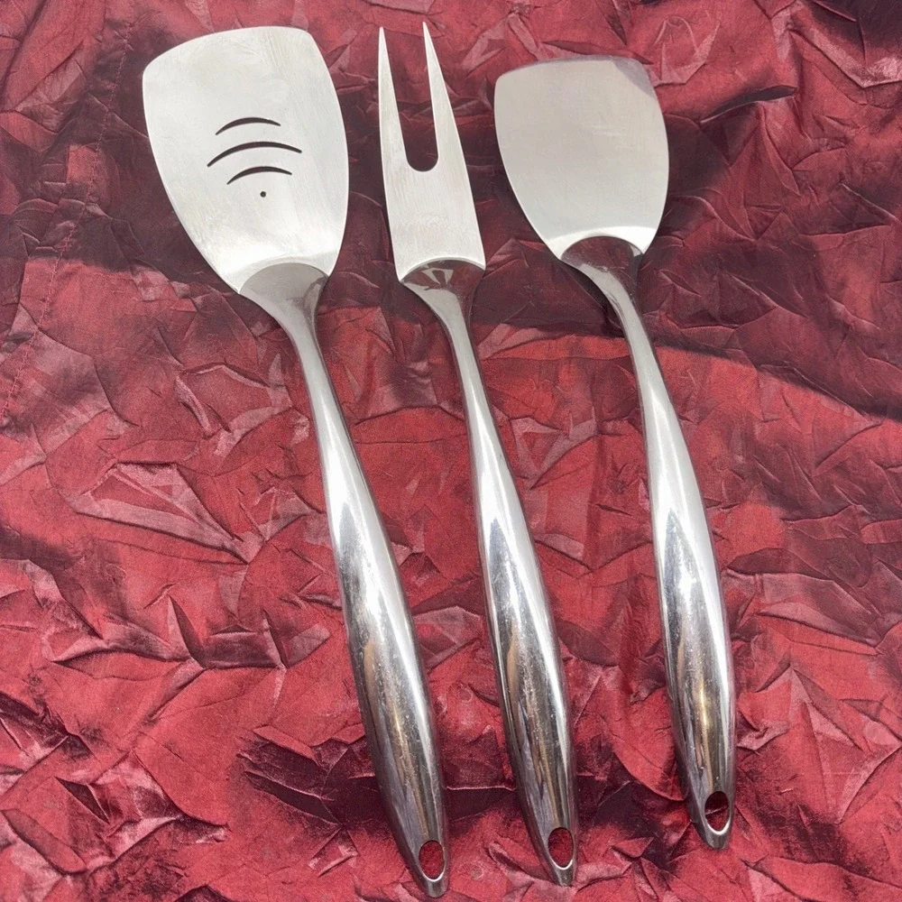 Cuisipro Tempo Heavy Duty Serving Utensils Stainless Steel 3 Piece Fork Spatulas